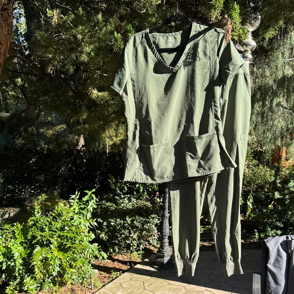 Med Couture Olive Green Scrub Set - Top & Jogger Pants